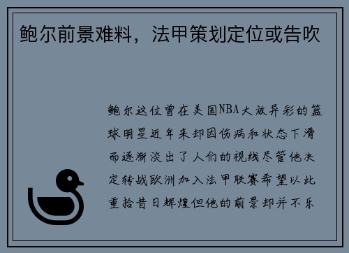 鲍尔前景难料，法甲策划定位或告吹